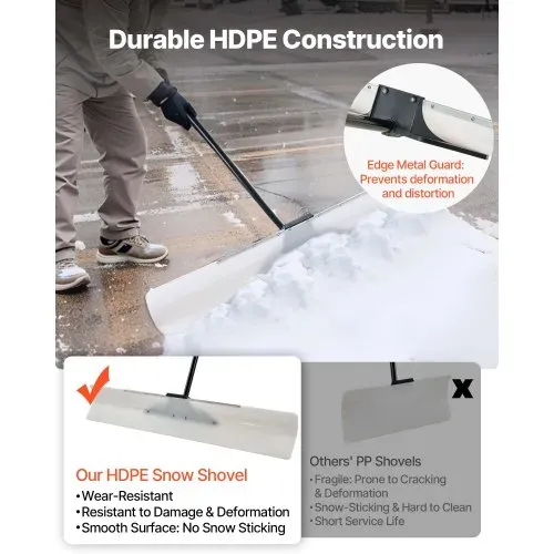 VEVOR Schneeschaufel, 1235x1250 mm Schneeräumer mit ergonomischem Griff, HDPE-Schaufelblatt, Schneeräumwerkzeug, tragbarer Schneeschieber zum Reinigen von Einfahrten, Treppen und Gehwegen – Bild 2