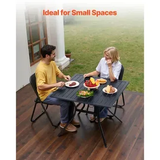 VEVOR Terrassentisch Gartentisch Balkontisch (94 x 94 cm) aus Kohlenstoffstahl quadratischer Esstisch für Outdoor Hof Terrasse Garten Veranda, wasserfest, mit Schirmloch, 68 kg Tragkraft Schwarz VEVOR Terrassentisch Gartentisch Balkontisch (94 x 94 cm) aus Kohlenstoffstahl quadratischer Esstisch für Outdoor Hof Terrasse Garten Veranda, wasserfest, mit Schirmloch, 68 kg Tragkraft Schwarz