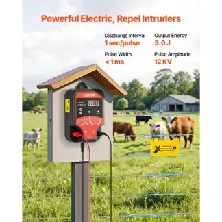 VEVOR Weidezaungerät, 12 kV 3 J, AC/DC Elektrozaungerät mit LED-Anzeige, Reichweite 3 km, leistungsstarkes Plug-in-Ladegerät, zum Schutz von Eindringen vor Wildtieren für Nutztiere & Geflügel VEVOR Weidezaungerät, 12 kV 3 J, AC/DC Elektrozaungerät mit LED-Anzeige, Reichweite 3 km, leistungsstarkes Plug-in-Ladegerät, zum Schutz von Eindringen vor Wildtieren für Nutztiere & Geflügel