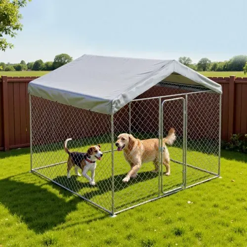 VEVOR Hundezwinger, 2,3 x 2,3 x 2,15 m, Hundehütte mit Sicherheitsschloss, Outdoor Hundehaus mit UV-Beständiger & Wasserdichter Dachabdeckung, Robuste Hundegehege/Auslauf für Große Hunde – Bild 7