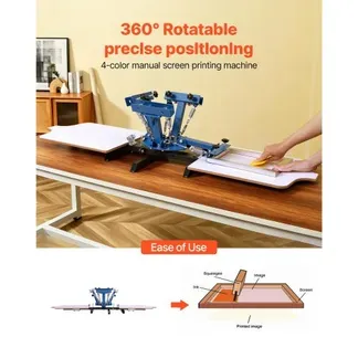 VEVOR Siebdruckmaschine 4-Farben 2-Stationen-Siebdruckpresse 540×450 mm, 360° Drehbar Präzise Positionierung Pulverbeschichteter Kohlenstoffstahl für T-Shirt-DIY, Heim- & Gewerbekunden VEVOR Siebdruckmaschine 4-Farben 2-Stationen-Siebdruckpresse 540×450 mm, 360° Drehbar Präzise Positionierung Pulverbeschichteter Kohlenstoffstahl für T-Shirt-DIY, Heim- & Gewerbekunden
