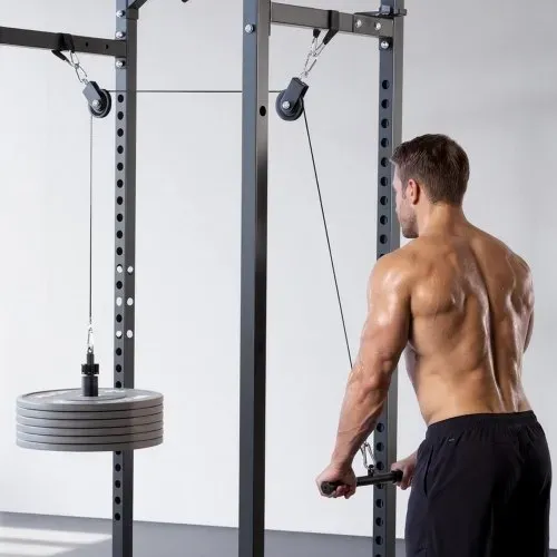 VEVOR Kabelzug, 2 Stück Latzug bis 150 kg Belastbar, Krafttrainingsgerät mit Latzugstange Seilzug, Übungen für Arme Rücken Schultern, Pulley System DIY Latzugturm für Heimtrainer Fitnesscenter Zuhause – Bild 7