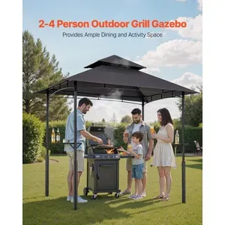VEVOR Grillpavillon, 2430x1500x500 mm, Grillüberdachung für Außengrill, 2-stufige BBQ-Gazebo-Überdachung, Doppeldach Gartenpavillon mit verstärkten Stützbeinen, für Terrasse, Hinterhof & Garten VEVOR Grillpavillon, 2430x1500x500 mm, Grillüberdachung für Außengrill, 2-stufige BBQ-Gazebo-Überdachung, Doppeldach Gartenpavillon mit verstärkten Stützbeinen, für Terrasse, Hinterhof & Garten