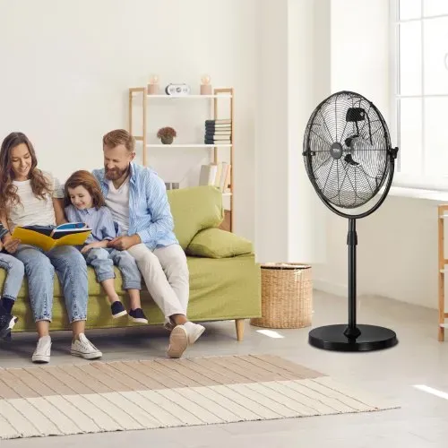 VEVOR Industrieller Standventilator, 560 mm Ventilator mit 115-147 cm einstellbarer Höhe, Bodenventilatoren mit 3 einstellbaren Geschwindigkeiten, Windmaschine für Wohnzimmer, Zuhause, Büro, Schwarz – Bild 7