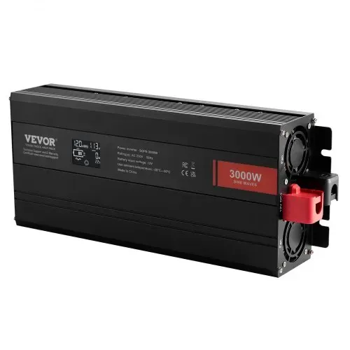 VEVOR Wechselrichter mit reiner Sinuswelle 3000W DC12V AC 230 V Spannungswandler 2 AC-Steckdosen 2 USB-Anschlüssen 1 Typ-C-Anschluss LCD-Display und Fernbedienung für große Haushaltsgeräte – Bild 8