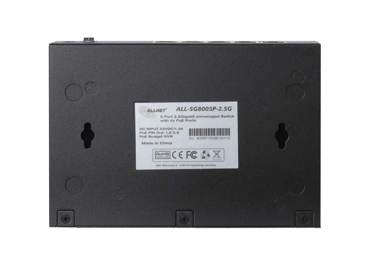 ALLNET Switch unmanaged 5 Port 2.5GBit • 5x PoE • 1x LAN • Lüfterlos • "ALL-SG8005P-2.5G" – Bild 2