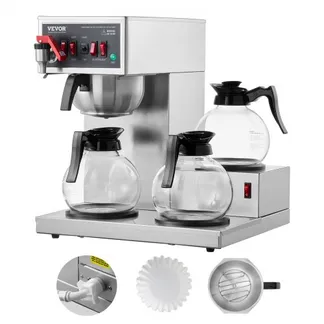 VEVOR kommerzielle Filterkaffeemaschine für 12 Tassen Kaffeemaschine mit 3 Glaskaraffen & 3 Warmhalteplatten, Übergieß-Kaffeemaschine aus Edelstahl für Restaurant Büro Café VEVOR kommerzielle Filterkaffeemaschine für 12 Tassen Kaffeemaschine mit 3 Glaskaraffen & 3 Warmhalteplatten, Übergieß-Kaffeemaschine aus Edelstahl für Restaurant Büro Café