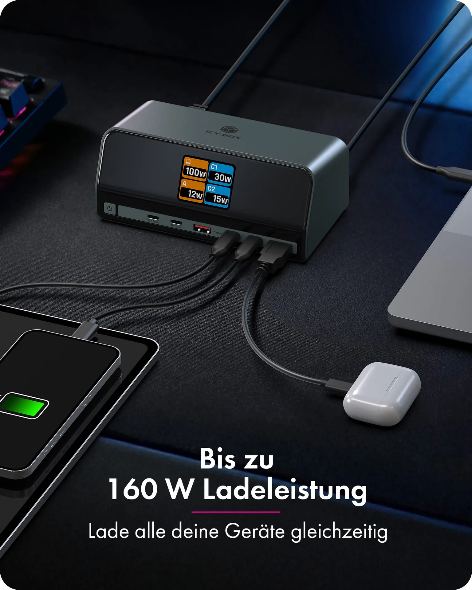 ICY BOX Heart Dock 2300, 11-in-1 DockingStation mit zwei Videoausgängen und LCD-Display – Bild 6
