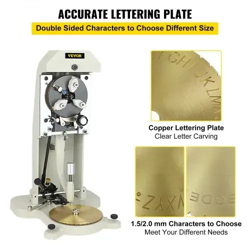 VEVOR Ring-Innengravurmaschine Innerhalb Ring Graviermaschine Machine (1,5–2,0 mm) 360° drehbare Backen, Standard-Buchstabenblock-Stempel, Schmuck-Gravurmaschine, doppelseitiges Zifferblatt – Bild 5