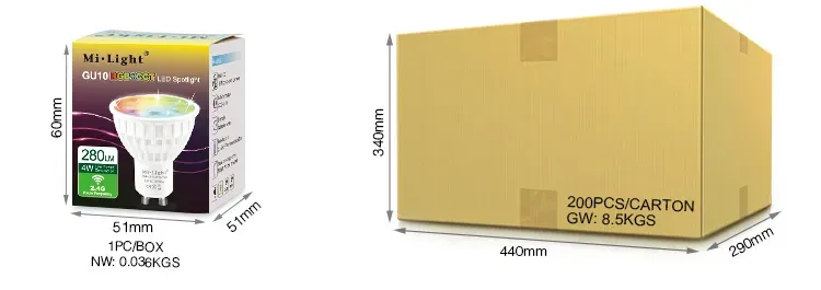 MiBoxer FUT103 LED Retrofit GU10 4W RGB-WW (RGB-CCT) Spot 2.4G – Bild 3