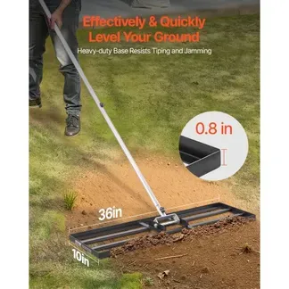 VEVOR Rasenrakel, Levelingrake mit 213 cm Griff, 914×254 mm Bodenplatte, rostbeständiger Nivellierrechen aus Karbonstahl, 3 Höhen verstellbar, Rasennivellierungswerkzeug für den Garten & Golfplätze VEVOR Rasenrakel, Levelingrake mit 213 cm Griff, 914×254 mm Bodenplatte, rostbeständiger Nivellierrechen aus Karbonstahl, 3 Höhen verstellbar, Rasennivellierungswerkzeug für den Garten & Golfplätze