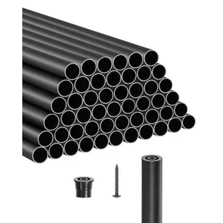 VEVOR Geländerstab, 51er-Set, φ19×660 mm Aluminium Zierstab für Treppengeländer, Treppenbaluster, Hohldeckgeländer mit Geländerkappen und Schrauben für Treppen, Veranda, Terrasse, Zaun, schwarz VEVOR Geländerstab, 51er-Set, φ19×660 mm Aluminium Zierstab für Treppengeländer, Treppenbaluster, Hohldeckgeländer mit Geländerkappen und Schrauben für Treppen, Veranda, Terrasse, Zaun, schwarz