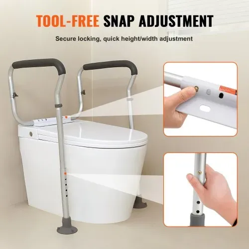 VEVOR Toiletten Aufstehhilfe Toilettensitzerhöhung Armlehne 45–55 cm / 67-77 cm Einstellbar, 136 kg Tragfähigkeit Robust WC Aufstehhilfe Toiletten Haltegriffe Toilettensitzerhöhung WC Haltegriff – Bild 2