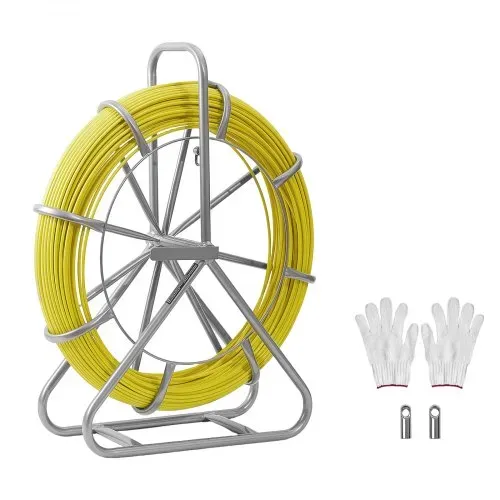 VEVOR Fiberglas Kabel Rad 100 m Ø6,3mm Glasfaserstab, Fischband mit Ständer, Kabeleinziehhilfe mit Markierungen, Kabeleinfädler, Kabelzieher für Wände & Elektroinstallationsrohre, Nichtleitend – Bild 8