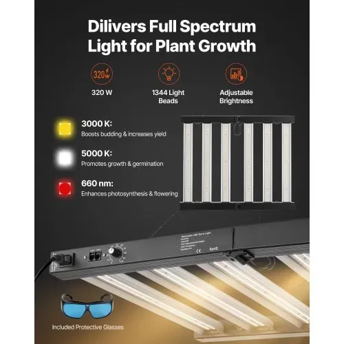 VEVOR Growzelt-Set, 100x100x200 cm, Gewächshauszelt mit Vollspektrum-LED-Zuchtlicht & Belüftungssystem, Pflanzenzelt 600D hochreflektierendes Mylar, Anzuchtzelte für Blumen und Gemüse – Bild 3
