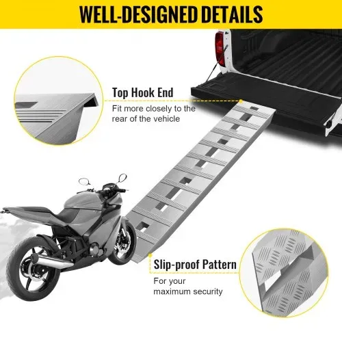 VEVOR 1520 x 305 mm Aluminiumrampen 2 Stk. ATV-Rampen Laderampen 2722 kg Kapazität Bis zu 406 mm Ladehöhe – Bild 2