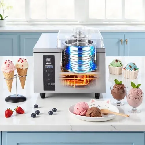VEVOR Gewerbliche Eismaschine für Gelato 500 W, 5 L/h, Eiscrememaschine mit 2,8 L Edelstahlzylinder (304) & Selbstreinigendem LED-Bedienfeld & Hoher Produktivität für Snackbars Restaurants – Bild 7