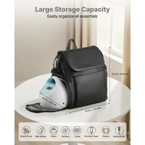 VEVOR Milchpumpen-Rucksack, 320x200x340 mm, mit Kühlakku, passend für S1/S2, Pumpzubehör und Muttermilchaufbewahrung, Wickelrucksack für Arbeit, Reisen und Familiengebrauch, Schwarz VEVOR Milchpumpen-Rucksack, 320x200x340 mm, mit Kühlakku, passend für S1/S2, Pumpzubehör und Muttermilchaufbewahrung, Wickelrucksack für Arbeit, Reisen und Familiengebrauch, Schwarz