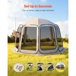 VEVOR Pop-Up-Zelt, 365,76×335,28 cm, tragbares Campingzelt für 10–12 Personen, mit Netz, Tragetasche, Seitenwänden und Heringen, für Garten, Terrasse und Outdoor-Aktivitäten, Beige VEVOR Pop-Up-Zelt, 365,76×335,28 cm, tragbares Campingzelt für 10–12 Personen, mit Netz, Tragetasche, Seitenwänden und Heringen, für Garten, Terrasse und Outdoor-Aktivitäten, Beige