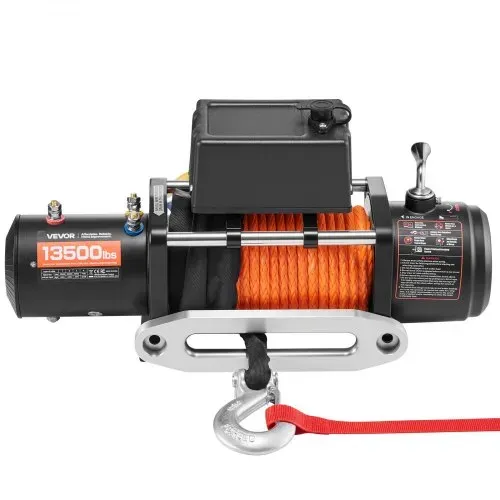 VEVOR Elektrische Seilwinde, 13.500 lb, 12 V DC LKW-Winde mit Φ3/8 Zoll x 80 Fuß Synthetikseil, Aluminium-Seilführung, kabellose und kabelgebundene Fernbedienung, IP55 wasserdicht zum Schleppen von Geländewagen, Jeeps, Anhängern und Booten – Bild 8