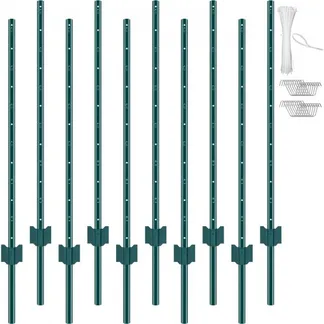 VEVOR 4 Fuß Zaunpfosten, 10er-Pack T-Pfosten Hochleistungs-Zaunpfosten aus Metall, stabile Zaunpfähle aus Stahl für Gartenhof, Rasen, Bauernhöfe und Maschendrahtzäune im Freien, grün VEVOR 4 Fuß Zaunpfosten, 10er-Pack T-Pfosten Hochleistungs-Zaunpfosten aus Metall, stabile Zaunpfähle aus Stahl für Gartenhof, Rasen, Bauernhöfe und Maschendrahtzäune im Freien, grün