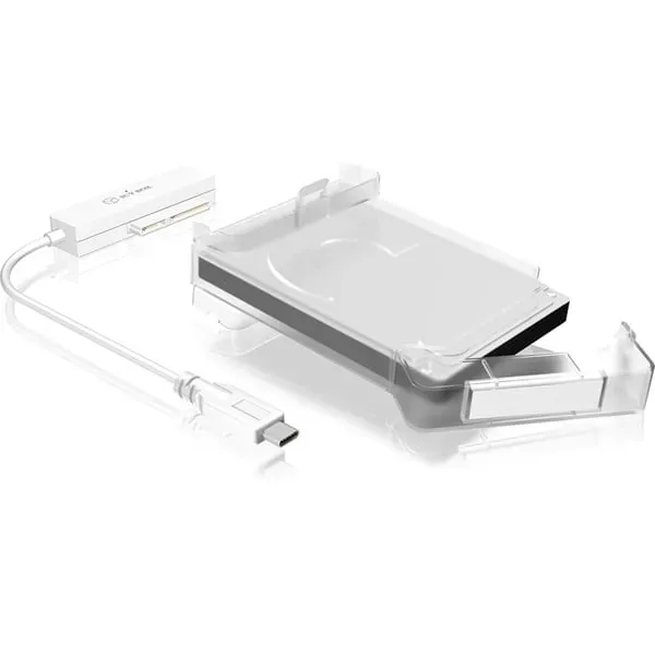 ICY BOX IB-AC703-C, USB 3.2 Gen 1 Type-C zu 2,5" SATA Festplatten (9,5 mm Höhe) Adapter Kabel mit Schutzbox, Zugriff LED, weiß – Bild 3