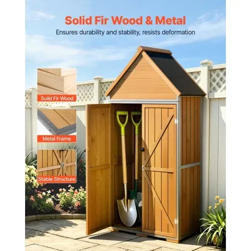 VEVOR Gartenschrank Holz, Geräteschrank mit Abschließbaren Türen, Gerätehaus mit Regalen & Boden, Geräteschuppen, Gartengerätehaus, Werkzeugschrank für Terrasse, Garten / Rasen, 76x43x171 cm VEVOR Gartenschrank Holz, Geräteschrank mit Abschließbaren Türen, Gerätehaus mit Regalen & Boden, Geräteschuppen, Gartengerätehaus, Werkzeugschrank für Terrasse, Garten / Rasen, 76x43x171 cm