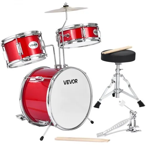VEVOR Schlagzeug Set, 3-teilig, Drum Kit mit 35,6 cm Bassdrum, 25,4 cm Snare-Drum und 20,3 cm Tom-Toms, Musik-Lern-Schlagzeug-Instrumenten-Set, Ideal für Kinder von 6 bis 13 Jahren (rot) VEVOR Schlagzeug Set, 3-teilig, Drum Kit mit 35,6 cm Bassdrum, 25,4 cm Snare-Drum und 20,3 cm Tom-Toms, Musik-Lern-Schlagzeug-Instrumenten-Set, Ideal für Kinder von 6 bis 13 Jahren (rot)