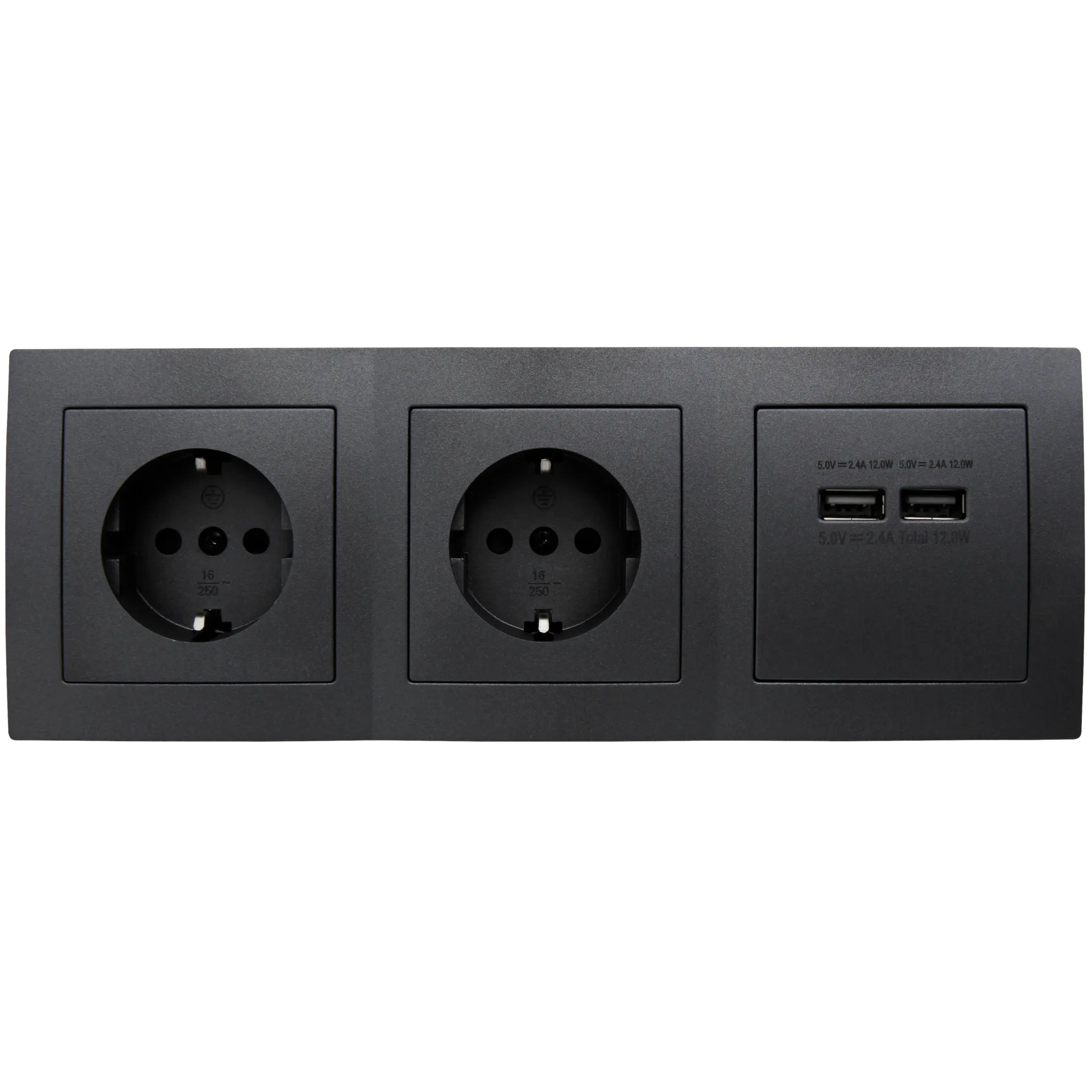 Steckdosenblock McPower ''Flair'' anthrazit, 2-fach Schutzkontakt + 2x USB – Bild 2