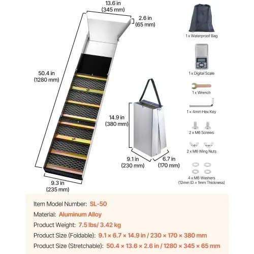 VEVOR Faltbare Schleusenbox aus Aluminiumlegierung, Kompakte 127 cm Schleusenboxen für Gold, Leichte Goldschleusenausrüstung, Tragbare Schleusenboxen mit Bergmannsmoos, Fluss, Bach usw. – Bild 4