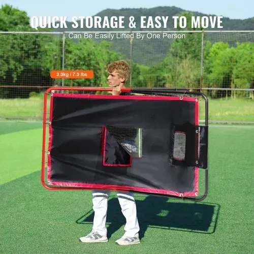 VEVOR Baseball- und Softball-Rebounder-Netz, 3,5 x 4,5 Fuß 2-in-1 Switch Hitter Pitch Trainer, PitchBack Baseball Pitching Return Trainer Nest, Bounce Back Net für Feld-/Wurfübungen – Bild 5