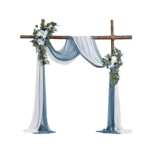 VEVOR Künstliches Blumenset für Hochzeit Bogen, blaue Blumen für Traubogen mit Vorhängen (4er-Set) – 2 Blumenarrangements, 2 transparente Vorhänge, für Zeremoniensträuße, Empfangshintergrunddekoration – Bild 10