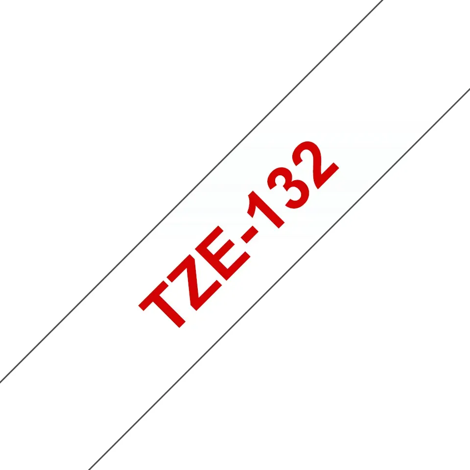 Brother TZE-132 Etiketten erstellendes Band Rot auf Transparent Brother TZE-132 Etiketten erstellendes Band Rot auf Transparent