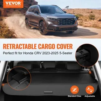 VEVOR Einziehbare Laderaumabdeckung, wasserfeste Kofferraumabdeckung, Sicherheitsschutz für Honda CRV 2023-2025 5-Seater, UV-beständige Kofferraumabdeckung aus Aluminiumlegierung & PVC-Lederstruktur VEVOR Einziehbare Laderaumabdeckung, wasserfeste Kofferraumabdeckung, Sicherheitsschutz für Honda CRV 2023-2025 5-Seater, UV-beständige Kofferraumabdeckung aus Aluminiumlegierung & PVC-Lederstruktur