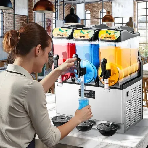 VEVOR kommerzieller Frozen Drink Maker, 15 L x 3 Slush-Maschine mit drei Tanks, 180 Tassen Margarita-Smoothie-Maschine aus Edelstahl, Slush-Maker für Zuhause Partys Restaurants Cafés Bars – Bild 7