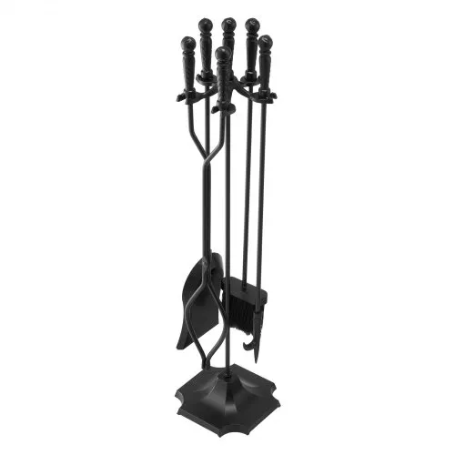 VEVOR Kaminbesteck-Set, 5-tlg. Ofenbesteck-Set, fünfzackiger Ständer, Zange, Ascheschaufel, Bürste, Schürhaken, Kaminzubehör aus Schmiedeeisen für Lagerfeuer drinnen/draußen, Schwarz VEVOR Kaminbesteck-Set, 5-tlg. Ofenbesteck-Set, fünfzackiger Ständer, Zange, Ascheschaufel, Bürste, Schürhaken, Kaminzubehör aus Schmiedeeisen für Lagerfeuer drinnen/draußen, Schwarz