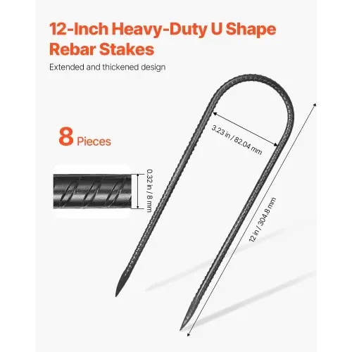 VEVOR Bodenanker, 304,8×82,04 mm, U-Typ mit 8 mm Durchmesser, verzinkte Zeltheringe, Erdanker, Erdnägel, Heringe, für Zelten, Vordächern, Camping, Trampolin, Blumenständer (8er-Pack) VEVOR Bodenanker, 304,8×82,04 mm, U-Typ mit 8 mm Durchmesser, verzinkte Zeltheringe, Erdanker, Erdnägel, Heringe, für Zelten, Vordächern, Camping, Trampolin, Blumenständer (8er-Pack)