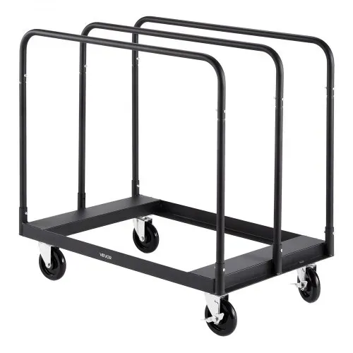VEVOR Plattenwagen, 816 kg, Transportwagen mit 360° Lenkrollen, Plattenkarre mit Zurrgurt & 3 seitlichen Handläufen, Plattenroller, Transporthilfe für Fabrik, Lager, Garage, Schwarz, 955x610x935 mm – Bild 9