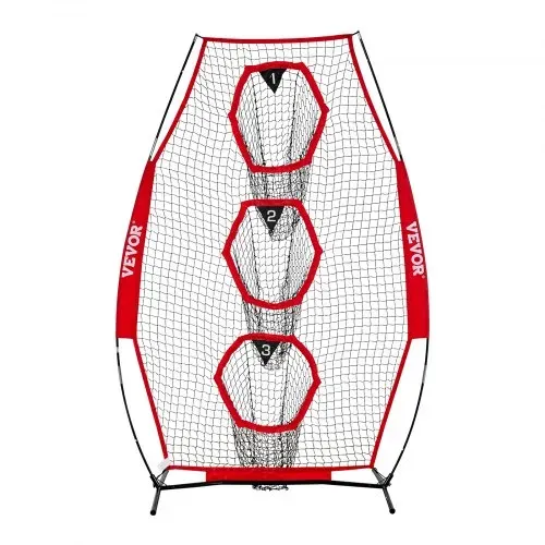 VEVOR Fußballtrainer Wurfnetz Übungsnetz (168 x 77 x 245 cm) mit 3 Zieltaschen & tragbarer Aufbewahrungstasche & Gurten, Wurfziel-Training für die Passgenauigkeit des Quarterbacks, rot – Bild 10
