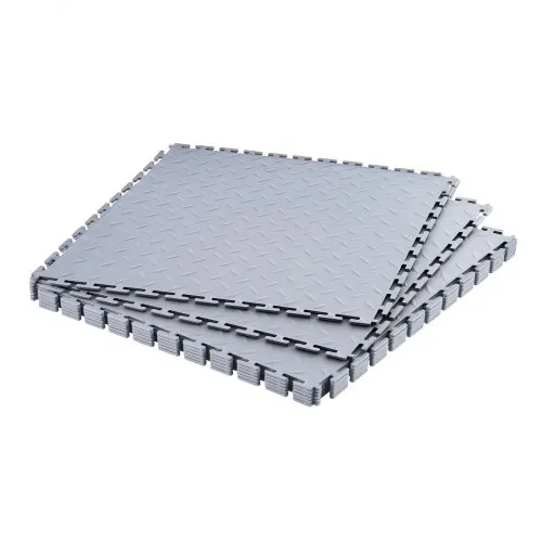 VEVOR PVC Garagenboden, 8er-Pack 513x513x5 mm, Werkstattboden, Industrieboden, Klick Verlegung, rutschfeste PVC-Matten mit Diamantplatte für Werkstatt, Lager, Werkzeugraum, Hellgrau VEVOR PVC Garagenboden, 8er-Pack 513x513x5 mm, Werkstattboden, Industrieboden, Klick Verlegung, rutschfeste PVC-Matten mit Diamantplatte für Werkstatt, Lager, Werkzeugraum, Hellgrau