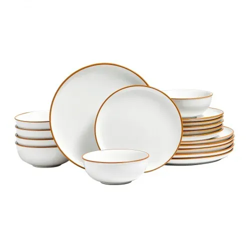 VEVOR Geschirrset für 6 Personen (18-tlg.) runde Teller- und Schüssel-Sets, Essgeschirr aus Keramik, spülmaschinen- und mikrowellengeeignetes Küchengeschirr, für Dessert Salat Suppe Pasta, weiß – Bild 10