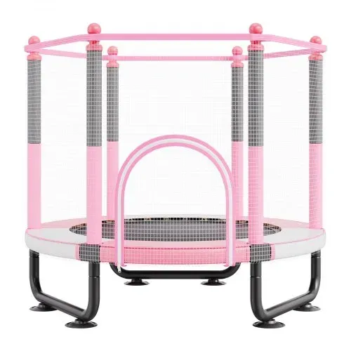 VEVOR Kindertrampolin Outdoor-Trampolin Mini Freizeittrampolin 1545 mm für Kleinkinder mit Sicherheitsnetz & Basketballkorb, Geburtstagsgeschenk Weihnachtsspielzeug für Kinder ab 3 Jahren Rosa – Bild 10