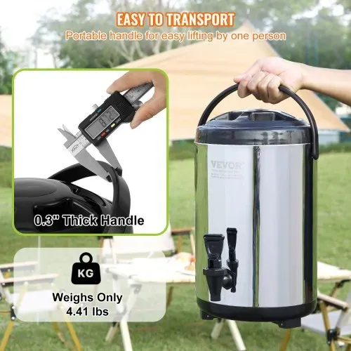 VEVOR Heiß- und Kaltgetränkespender Getränkespender 7,6 L, Edelstahl Heiß- und Kaltwasserbrunnen Getränkespender mit Zapfen & Tragegriff für Kaffee, Wasser, Saft Isolierkanne für Cafés, Bars – Bild 5