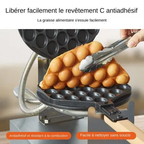VEVOR kommerzieller Bubble-Waffelmaker Eierpfannkuchenmaschine 1400 W, Waffel Maker aus Edelstahl mit antihaftbeschichteter Backfläche, Temperatur- und Zeitregelung, für Restaurant Bäckerei Snackbar – Bild 3