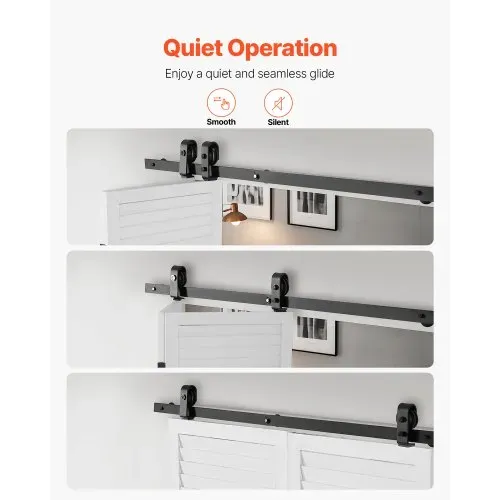 VEVOR Schiebetürsystem für faltbare Schiebetüren, 132 cm Laufschiene Schiebetürbeschlag, geeignet für zwei 61 cm große Schrank-, Speisekammer- & Wäschetüren (nicht im Lieferumfang enthalten) – Bild 4