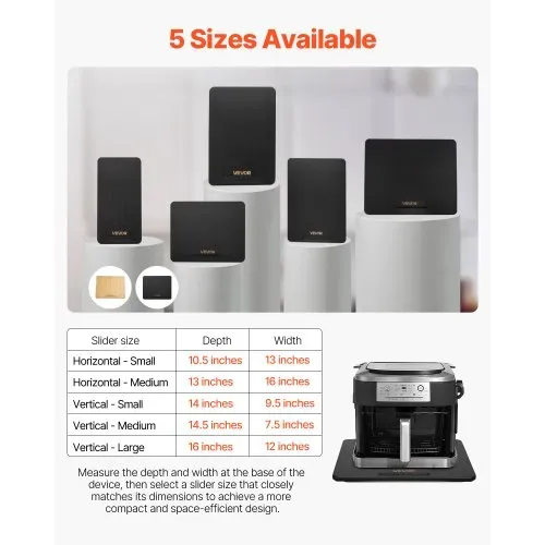 VEVOR Gleitbrett, 33x40,6 cm, Brett mit Gummirädern und hohlem Griff, leicht zu reinigen, Slider-Brett, Geräte-Rollbrett, leicht bewegliche Unterlage für Kaffeemaschine, Küchenmaschine, Schwarz – Bild 6
