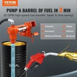 VEVOR Kraftstoffpumpe, 12 V DC, 20 GPM, 1/4 PS, Dieselpumpe mit automatischer Düse, Auslassschlauch und Saugrohr für Benzin, Diesel, Kerosin, Ethanol- und Methanolmischungen und Biodiesel VEVOR Kraftstoffpumpe, 12 V DC, 20 GPM, 1/4 PS, Dieselpumpe mit automatischer Düse, Auslassschlauch und Saugrohr für Benzin, Diesel, Kerosin, Ethanol- und Methanolmischungen und Biodiesel