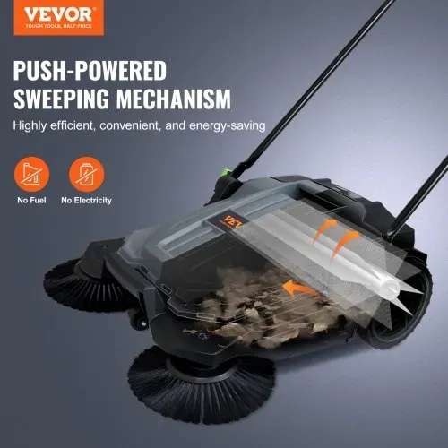 VEVOR Handgeführte Bodenkehrmaschine mit 65 cm Breite und 19 L Abfallbehälter VEVOR Handgeführte Bodenkehrmaschine mit 65 cm Breite und 19 L Abfallbehälter