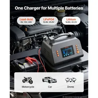 VEVOR Smart-Batterieladegerät 30 A 6/12/24 V für LiFePO4 Bleiakku Ladegerät für Pkw, Wohnmobile, Lkw und Boote, mit 7-Stufen-Laden, Pulsdesulfatierung, LCD-Anzeige & Überspannungs- und Verpolungsschutz VEVOR Smart-Batterieladegerät 30 A 6/12/24 V für LiFePO4 Bleiakku Ladegerät für Pkw, Wohnmobile, Lkw und Boote, mit 7-Stufen-Laden, Pulsdesulfatierung, LCD-Anzeige & Überspannungs- und Verpolungsschutz