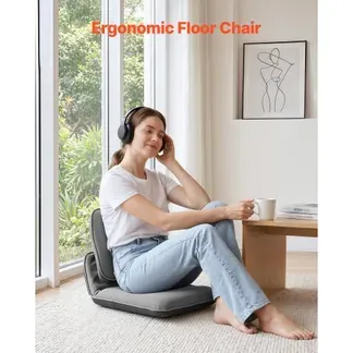 VEVOR Bodenstuhl, 5 Positionen Verstellbarer, Bodensessel mit Ergonomischer Rückenlehne, Metallrahmen, Schaumstoff & Leinenbezug, Bodensitz Multifunktional zum Lesen & Entspannen, Grau VEVOR Bodenstuhl, 5 Positionen Verstellbarer, Bodensessel mit Ergonomischer Rückenlehne, Metallrahmen, Schaumstoff & Leinenbezug, Bodensitz Multifunktional zum Lesen & Entspannen, Grau